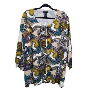 Lane Bryant Womens Plus SZ 26 /28 Cardigan Sweater Paisley Sequined Lightweight
